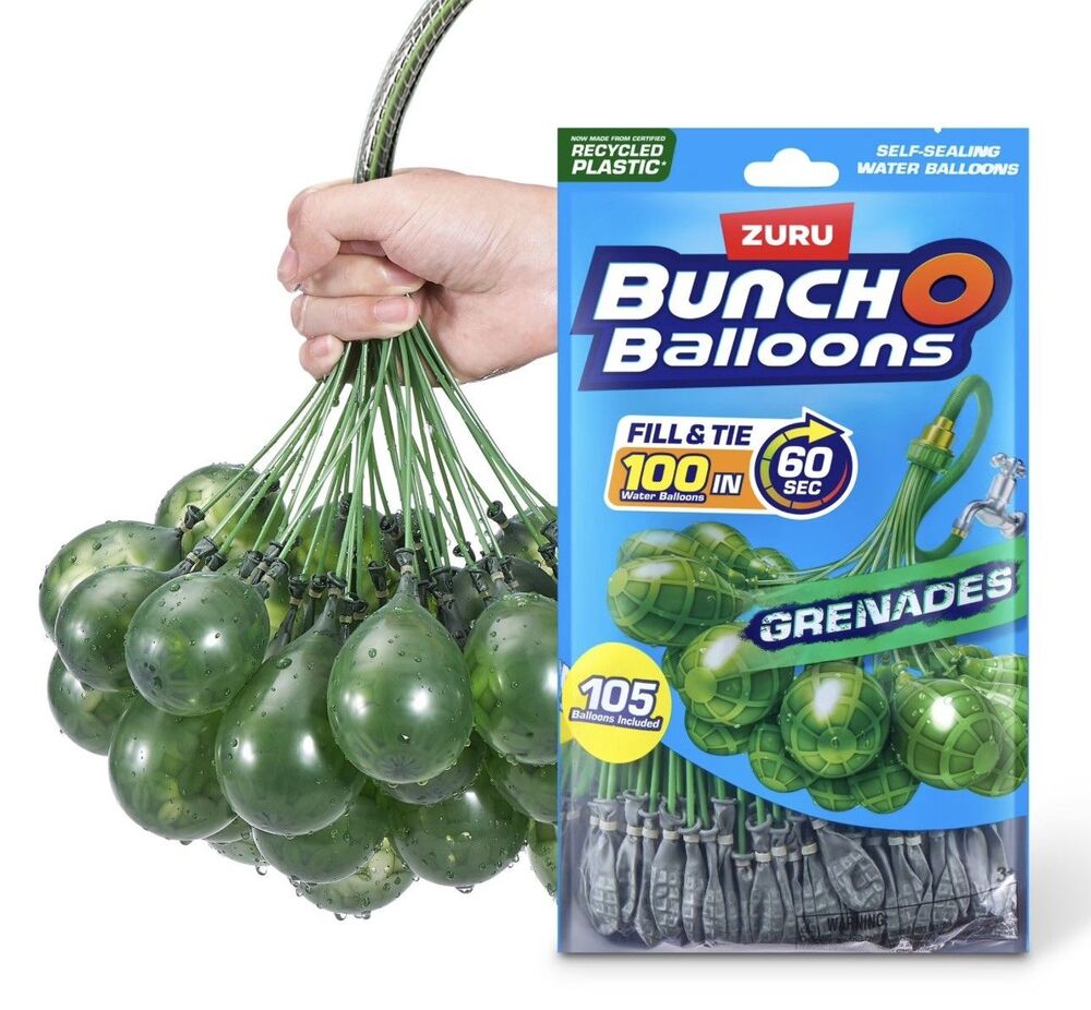 (3) Packs ZURU Self-sealing Water Balloons Grenades - 100 count (300 total)